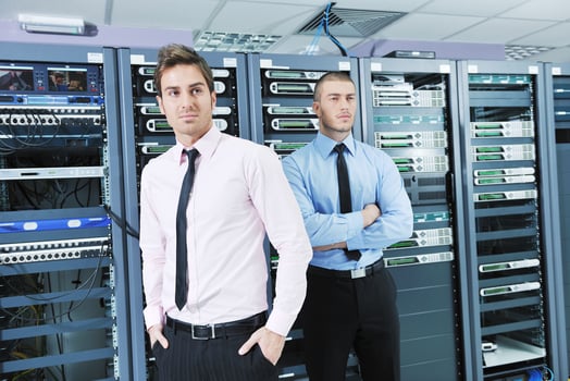 it enineers in network server room photo