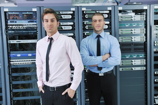 it enineers in network server room photo