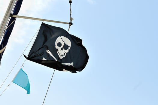 Pirate flag against sky photo