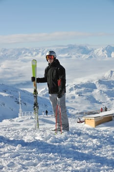 people group on snow at winter season photo