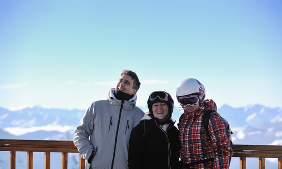 people group on snow at winter season photo