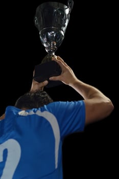 soccer players celebrating victory photo