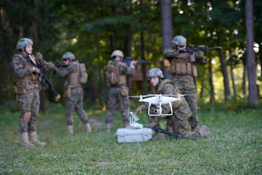 Soldiers Squad are Using Drone for Scouting photo
