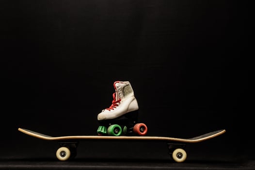 Old Used Wooden Skateboard photo