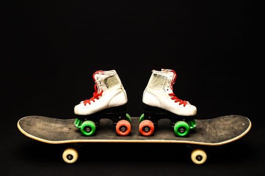 Old Used Wooden Skateboard photo