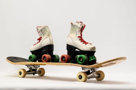 Old Used Wooden Skateboard photo