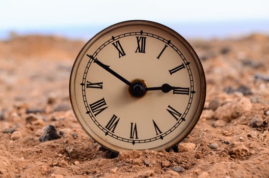 Classic Analog Clock In The Sand photo