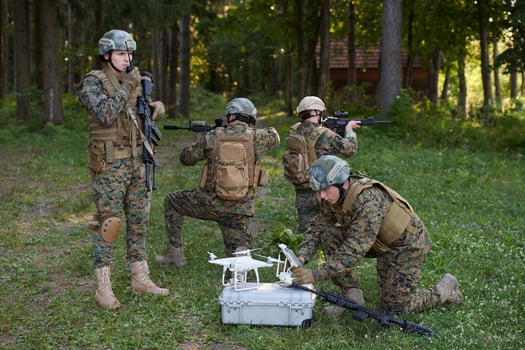 Soldiers Squad are Using Drone for Scouting photo