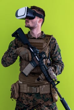 soldier virtual reality green background photo