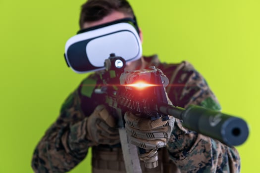 soldier virtual reality green background photo