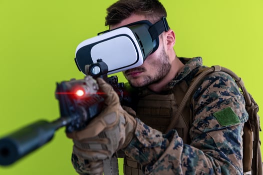soldier virtual reality green background photo