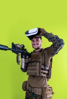 soldier virtual reality green background photo