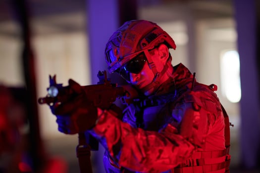 modern warfare soldier in urban environment battlefield photo