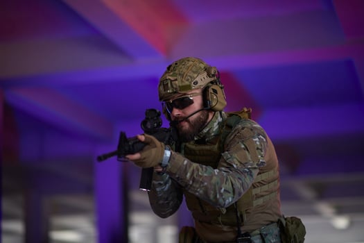 modern warfare soldier in urban environment battlefield photo