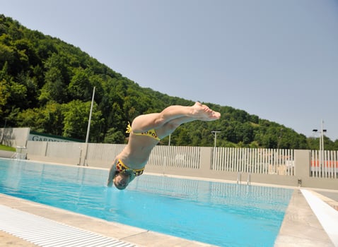 beautiful woman relax on swimming pool photo