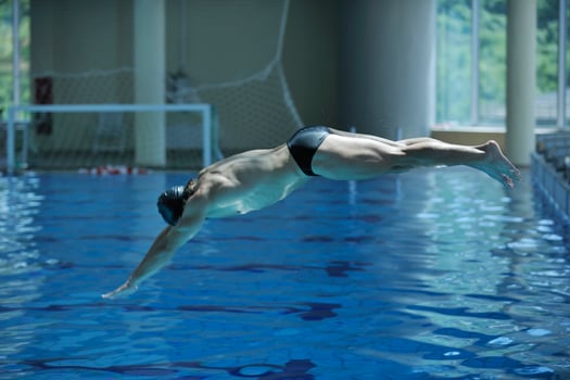young swimmer ready for start photo
