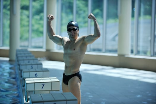 young swimmer ready for start photo