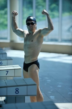 young swimmer ready for start photo