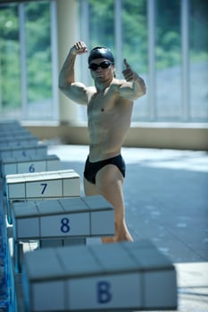 young swimmer ready for start photo