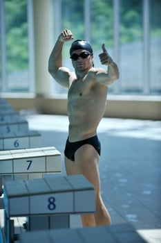 young swimmer ready for start photo