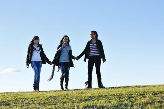 group of teens have fun outdoor photo