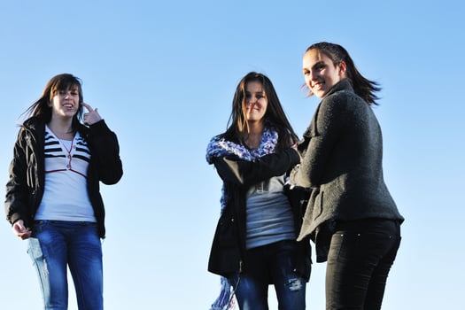 group of teens have fun outdoor photo