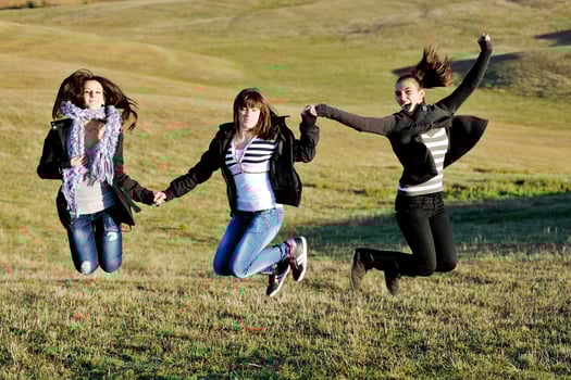 group of teens have fun outdoor photo