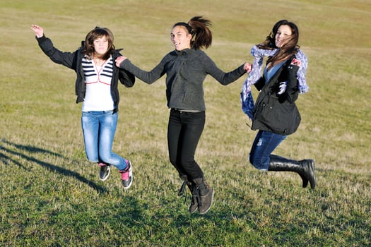group of teens have fun outdoor photo