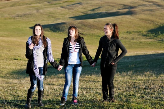 group of teens have fun outdoor photo