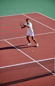 young woman play tennis outdoor photo
