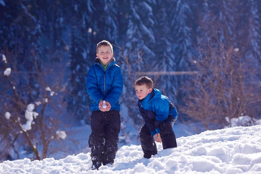 kids playing with  fresh snow photo