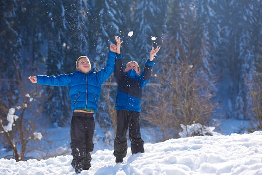 kids playing with  fresh snow photo