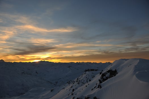 mountain snow sunset photo
