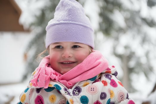 little girl have fun at snowy winter day photo