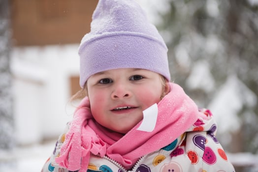 little girl have fun at snowy winter day photo