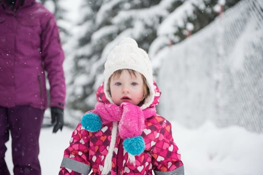 little girl have fun at snowy winter day photo