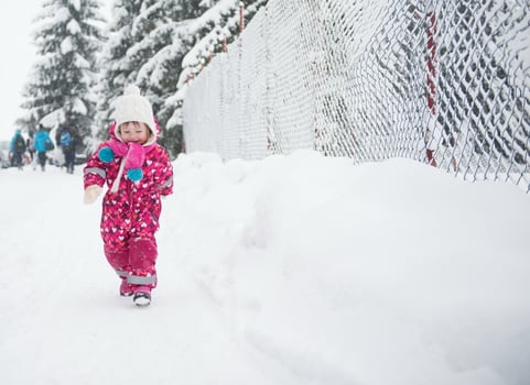 little girl have fun at snowy winter day photo