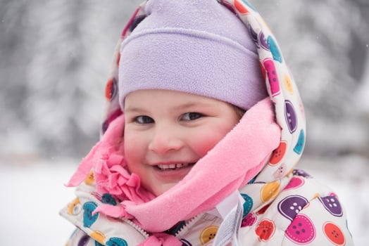 little girl have fun at snowy winter day photo