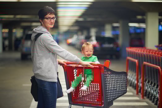 mother with baby in shopping photo