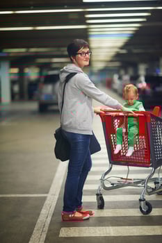mother with baby in shopping photo