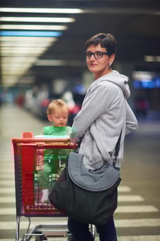 mother with baby in shopping photo