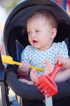portrait of baby in carriage photo