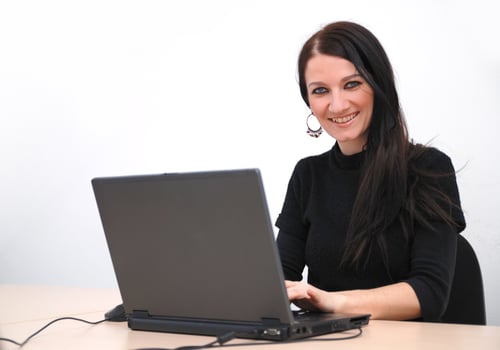 young woman with laptop photo