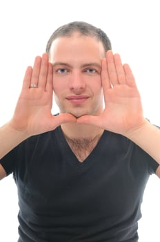 one young man isolated face frame photo