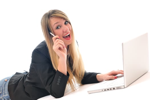 girl work on laptop photo