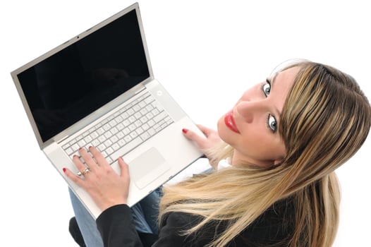 girl work on laptop photo