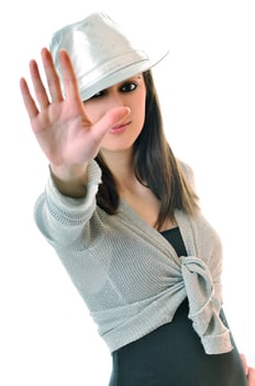Woman on white background photo