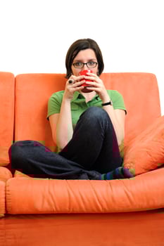 Coffee time on sofa photo