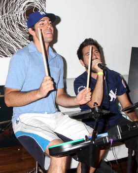 Zachary Levi and Joshua Gomez Chuck Kickoff party presented by Guitar Hero Five Roosevelt Hotel Pool Los Angeles, CA October 10, 2009 photo