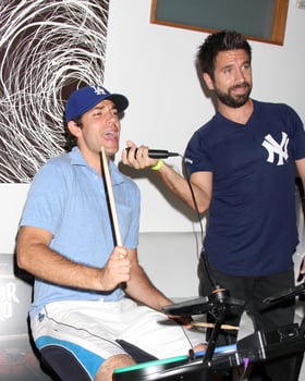 Zachary Levi, Joshua Gomez Chuck Kickoff party presented by Guitar Hero Five Roosevelt Hotel Pool Los Angeles, CA October 10, 2009 photo